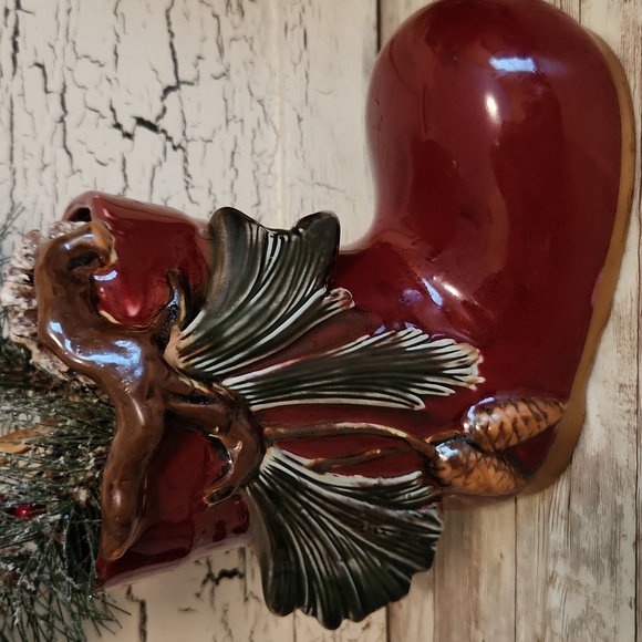 Vintage Ceramic Christmas Santa Boot Vase Planter - Picture 2 of 9